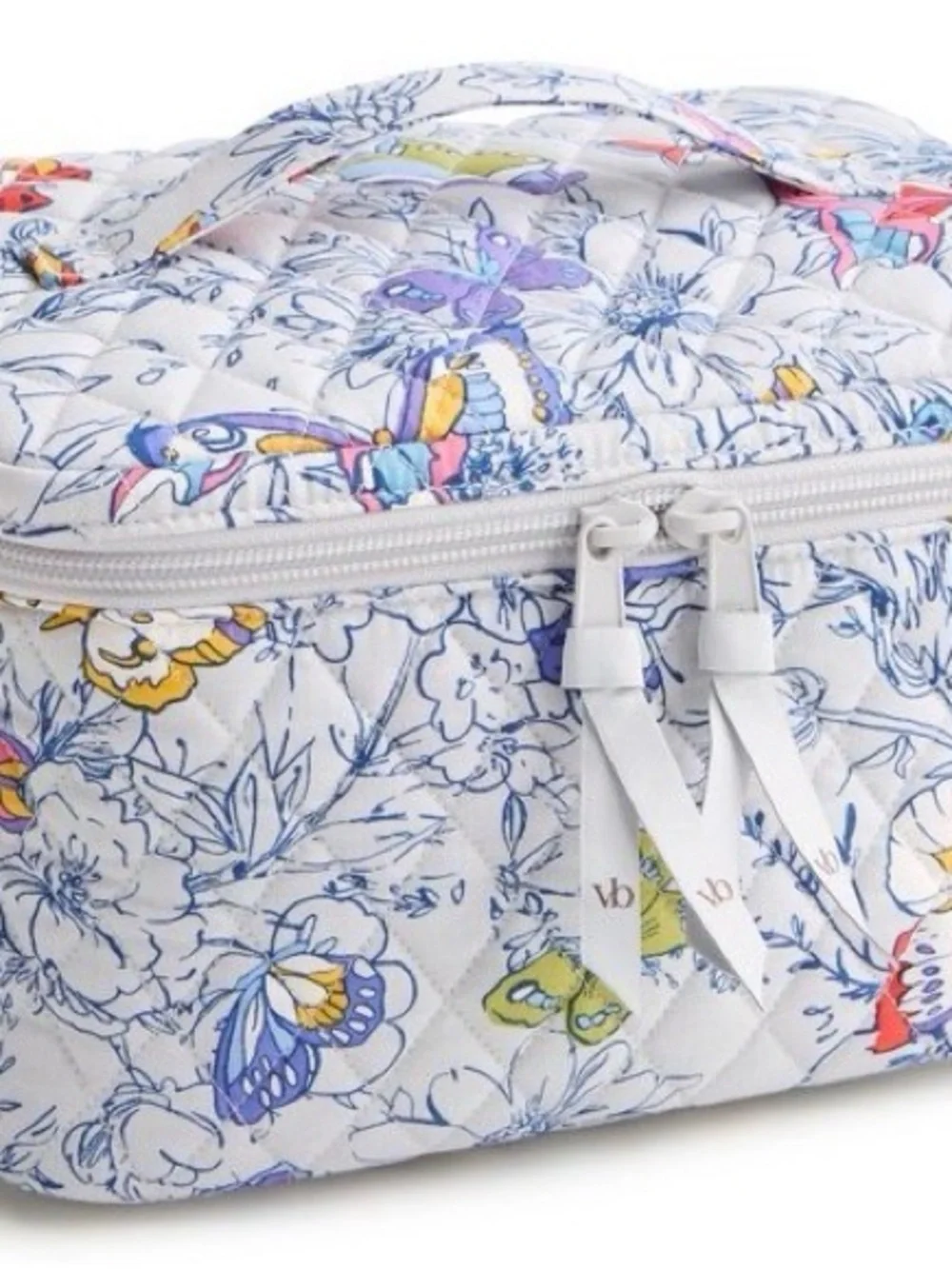 Vera Bradley White Quilted Butterfly Cosmetic Case